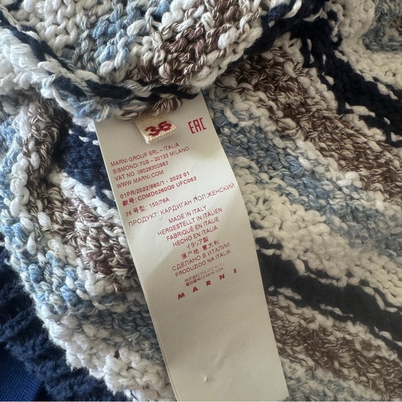 Marni Striped Cardigan Blue Weaved Knit Unisex Size 36 - Picture 4 of 4